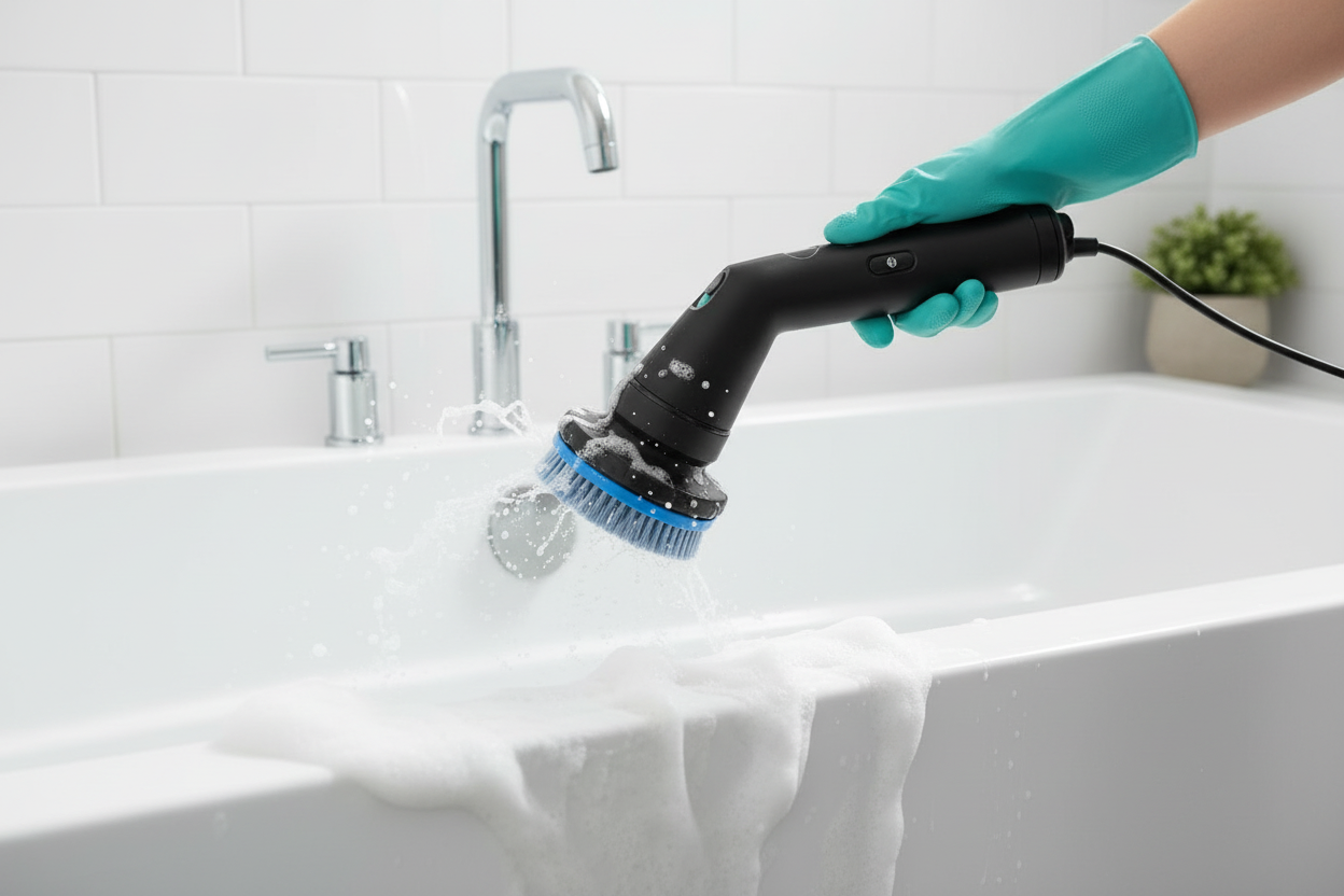 Bathtub cleaning demonstration