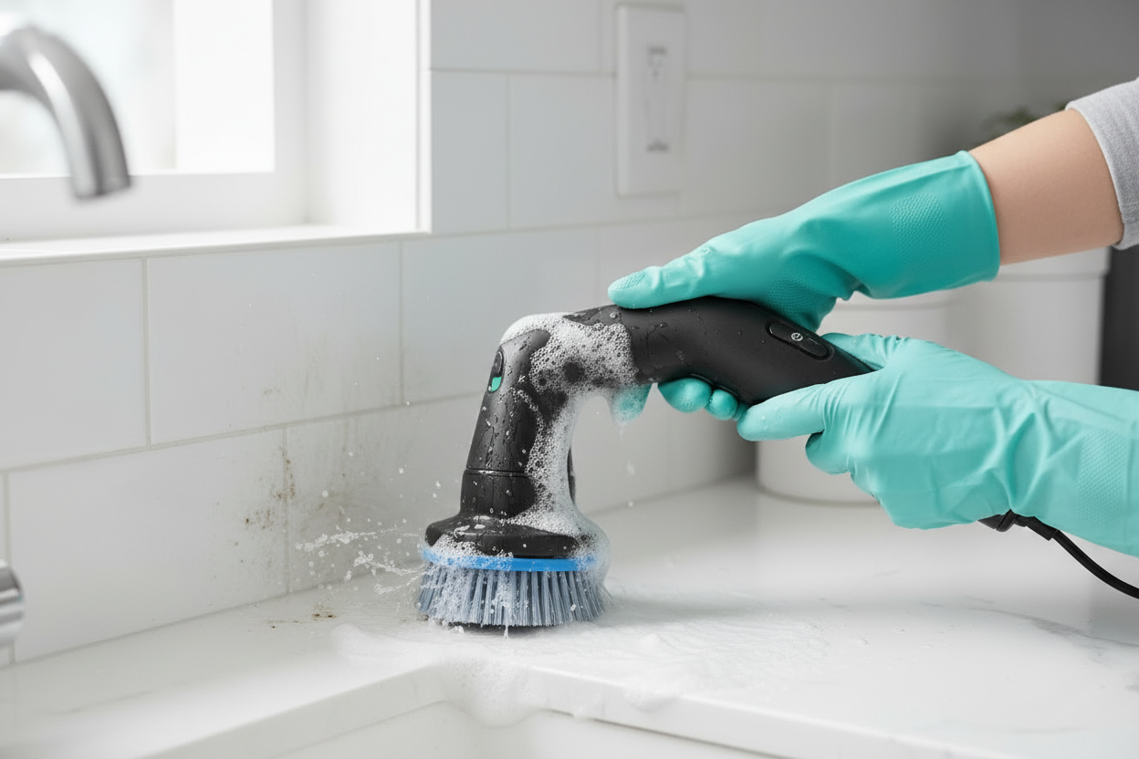 Kitchen cleaning demonstration